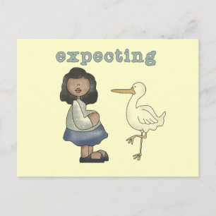 Expecting - African American Mum to Be and Stork Postcard