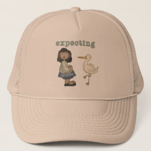 Expecting - African American Mum to Be and Stork Trucker Hat