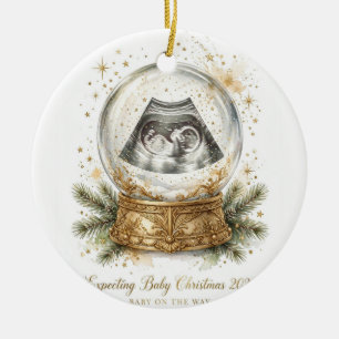 Expecting Baby Christmas 2026 Ultrasound Snow Glob Ceramic Tree Decoration
