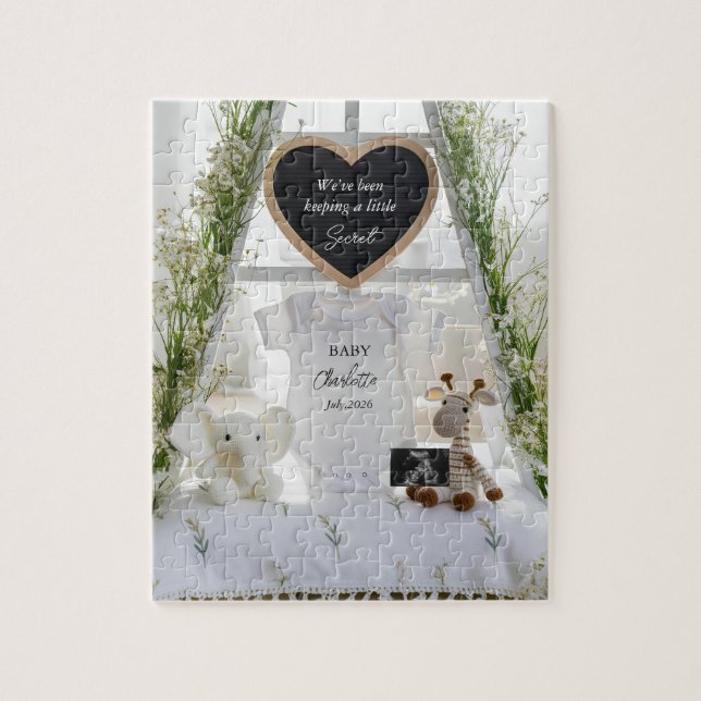 Expecting baby Floral Pregnancy Announcement  Jigsaw Puzzle (Vertical)
