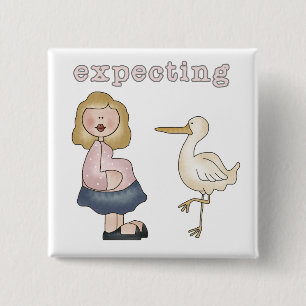 Expecting Baby - Stork Tshirts and Gifts 15 Cm Square Badge