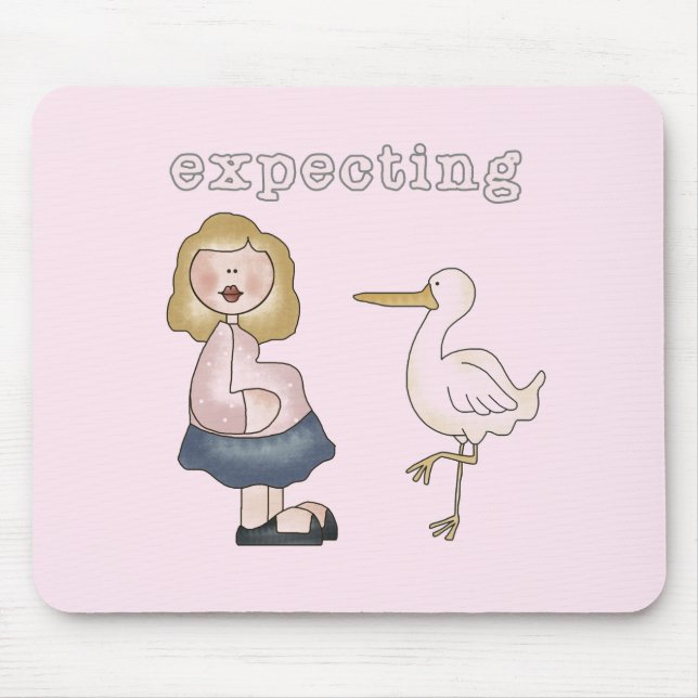 Expecting Baby - Stork Tshirts and Gifts Mouse Mat (Front)