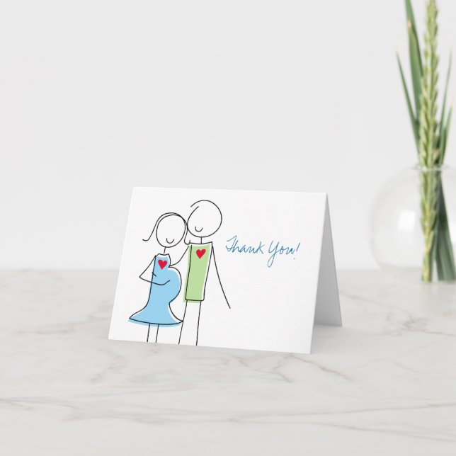 Expecting Couple, Coed Baby Shower Thank You Cards (Front)
