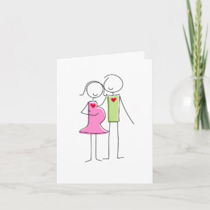 Expecting Couple Greeting Card, Blue and Green Card