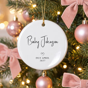 Expecting Couple Photo New Baby Due 2027 Ceramic Tree Decoration
