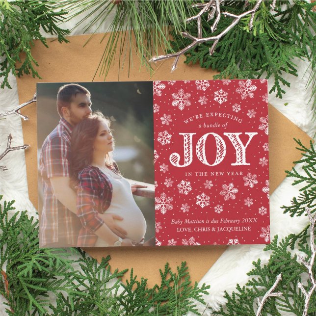 Expecting Joy Pregnancy Announcement Christmas (pregnancy announcement christmas card)