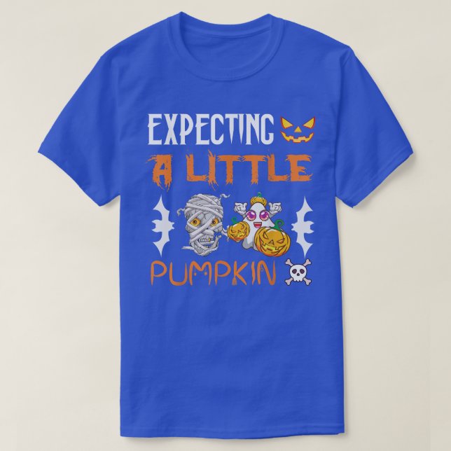 Expecting Little Pumpkin Halloween Pregnancy Annou T-Shirt (Design Front)