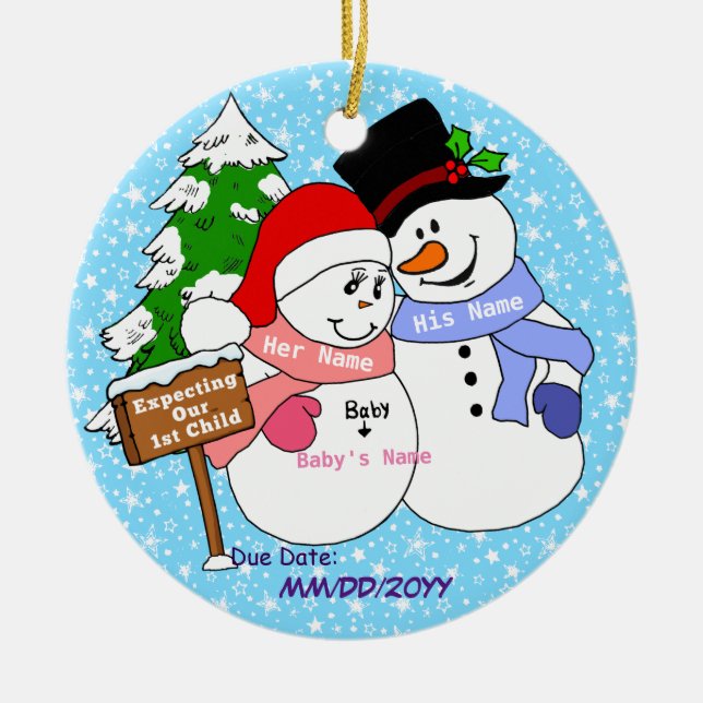 Expecting Our 1st Child Ceramic Tree Decoration (Front)