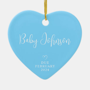 Expecting Parents Photo Baby Boy Due 2024 Ceramic Tree Decoration