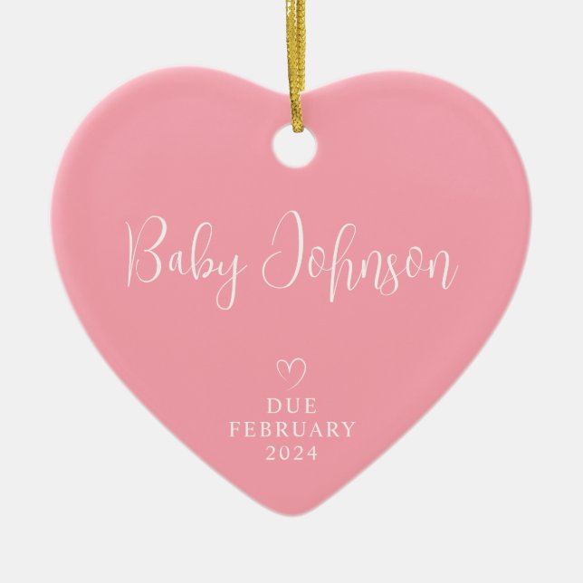 Expecting Parents Photo Baby Girl Due 2024 Ceramic Tree Decoration (Front)