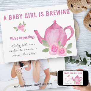 Expecting Photo Baby Girl is Brewing Pregnancy Announcement