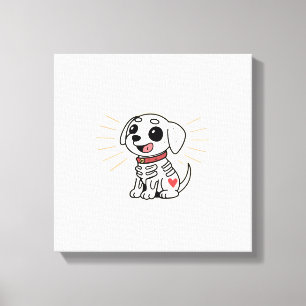 Expecting Skull Pup Halloween Canvas Print