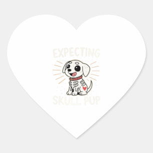 Expecting Skull Pup Halloween Heart Sticker