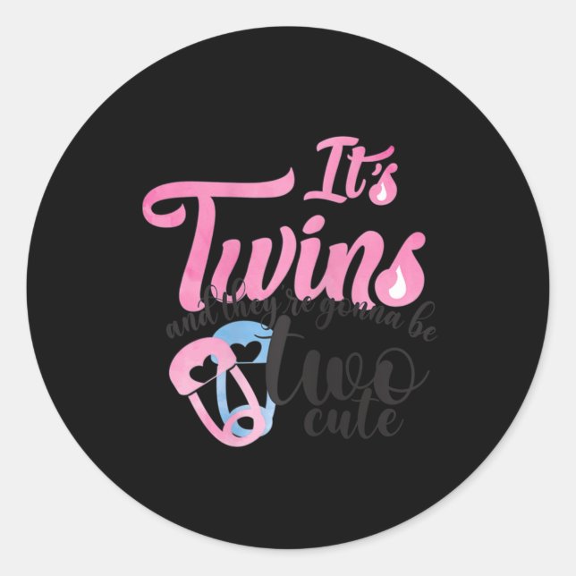Expecting Twin Babies Mom I Two Cute Blessings In  Classic Round Sticker (Front)