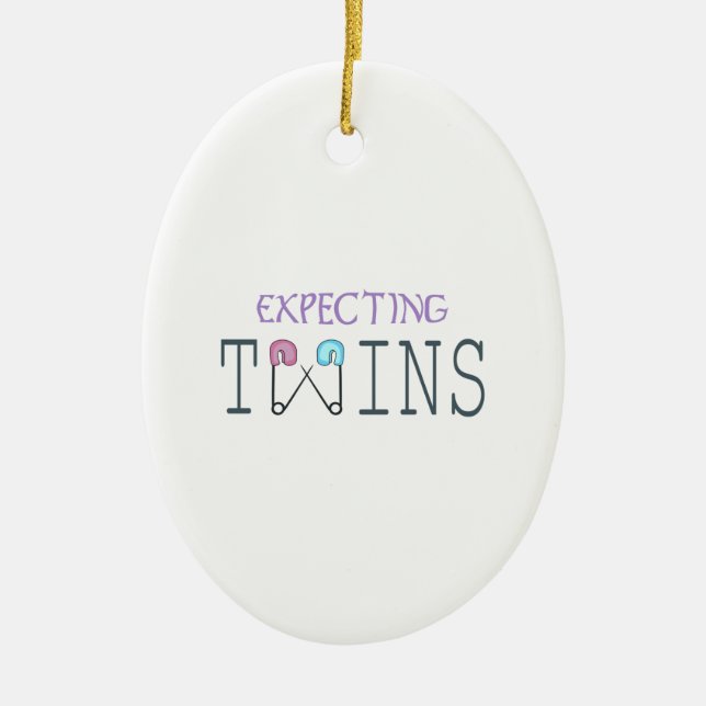EXPECTING TWINS CERAMIC TREE DECORATION (Front)
