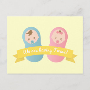 Expecting Twins - Cute baby boy and girl Postcard