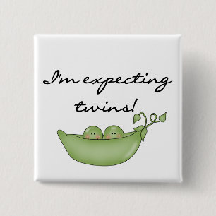 Expecting Twins - Peas in a Pod 15 Cm Square Badge