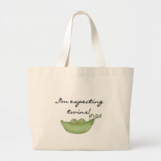 Expecting Twins - Peas in a Pod Large Tote Bag (Front)