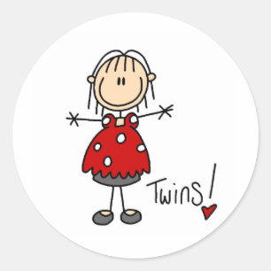 Expecting Twins Stick Figure Sticker