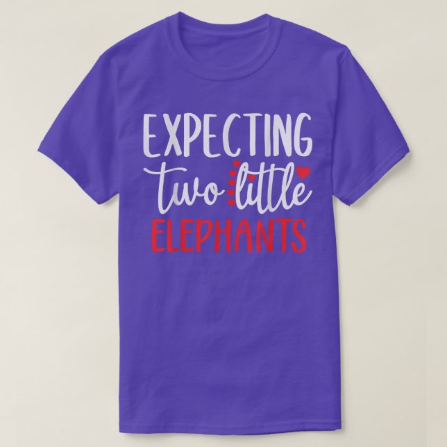 Expecting Two Little Elephants Funny Pregnancy Twi T-Shirt (Design Front)