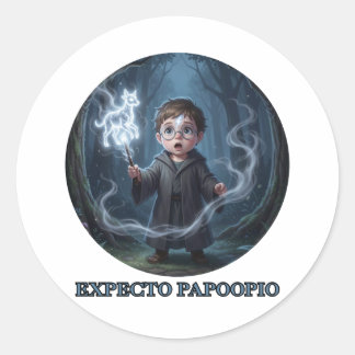 Expecto Papoopio Baby Wizard Cute Magical Spell  Classic Round Sticker