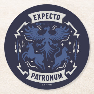 Expecto Patronum Vintage Silhouette Graphic Round Paper Coaster
