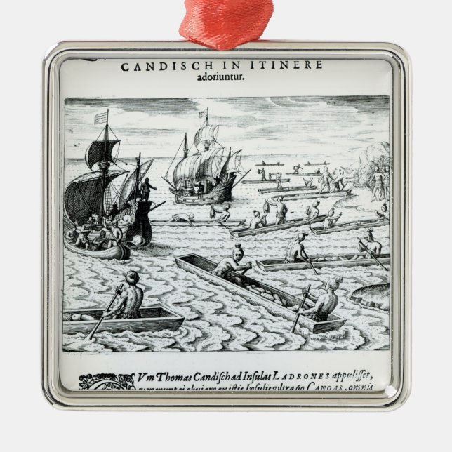 Expedition of Thomas Cavendish Metal Tree Decoration (Front)