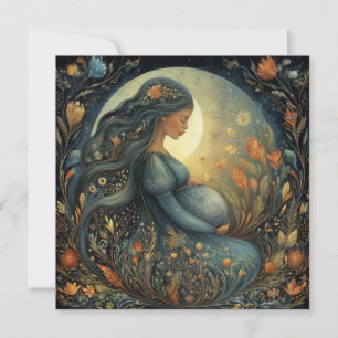 Expentant Woman Floral Celestial Mother's Day Card