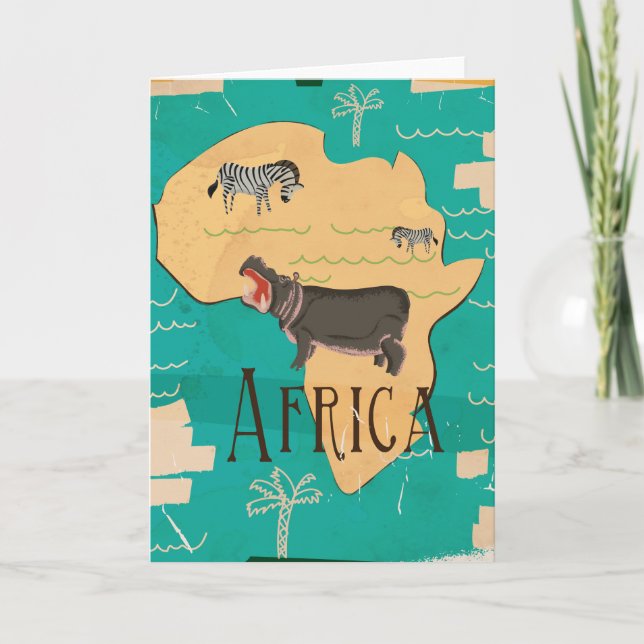 Experience Africa Vintage Travel Poster Holiday Card (Front)