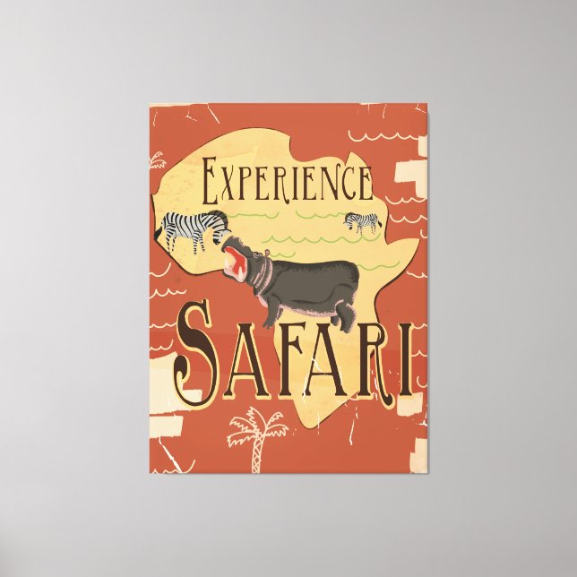 Experience African Safari Vintage Travel Poster Canvas Print (Front)