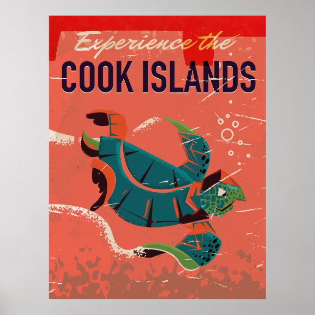 Experience the cook islands vintage travel poster (Front)