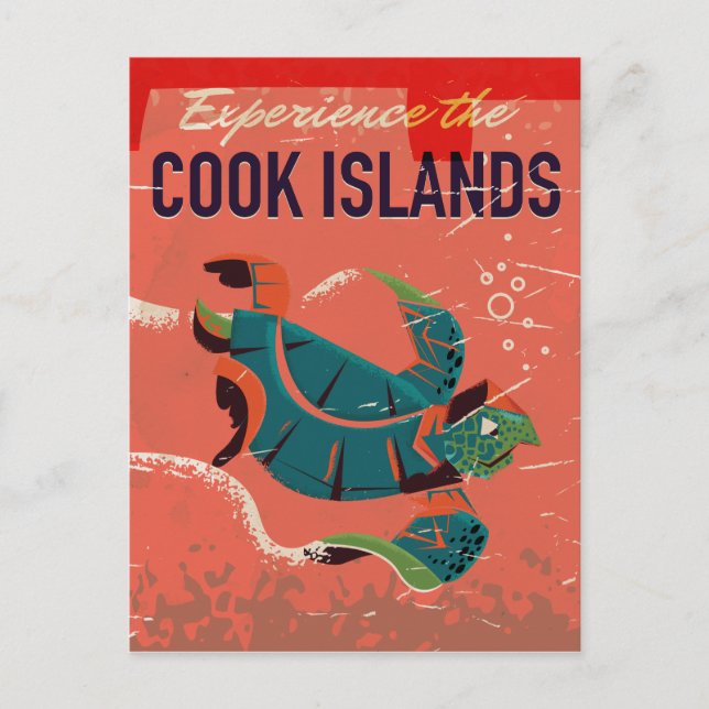 Experience the cook islands vintage travel poster postcard (Front)