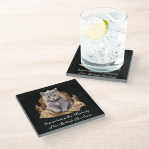 Experience the majesty of the British Shorthair Glass Coaster
