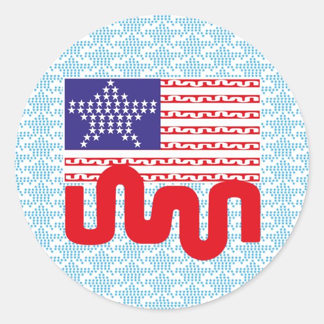 EXPERIMENTAL LOVE USA FLAG STARS BY MASANSER CLASSIC ROUND STICKER (Front)