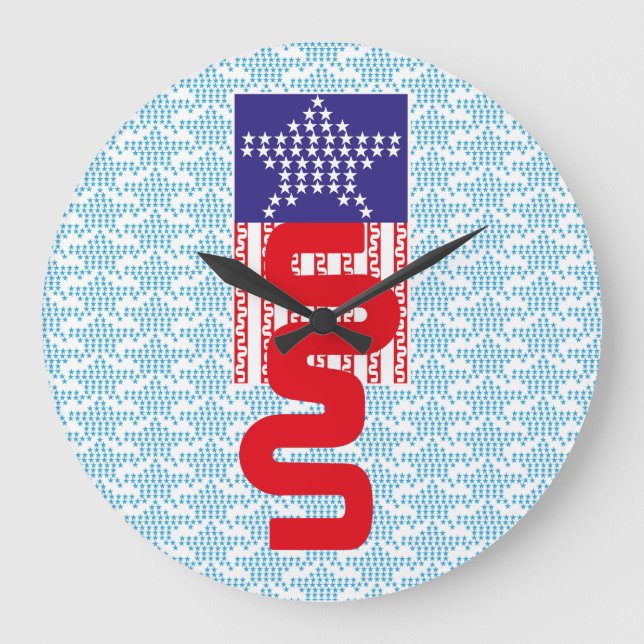 EXPERIMENTAL LOVE USA FLAG STARS BY MASANSER LARGE CLOCK (Front)