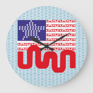 EXPERIMENTAL LOVE USA FLAG STARS BY MASANSER LARGE CLOCK