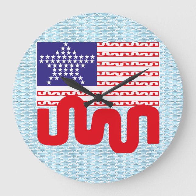 EXPERIMENTAL LOVE USA FLAG STARS BY MASANSER LARGE CLOCK (Front)