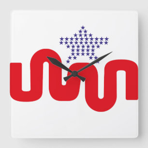 EXPERIMENTAL LOVE USA FLAG STARS BY MASANSER SQUARE WALL CLOCK