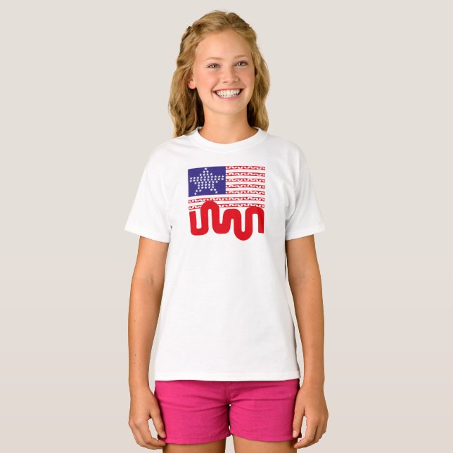 EXPERIMENTAL LOVE USA FLAG STARS BY MASANSER T-Shirt (Front Full)