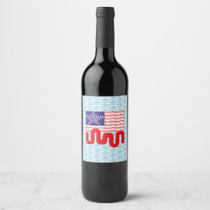 EXPERIMENTAL LOVE USA FLAG STARS BY MASANSER WINE LABEL