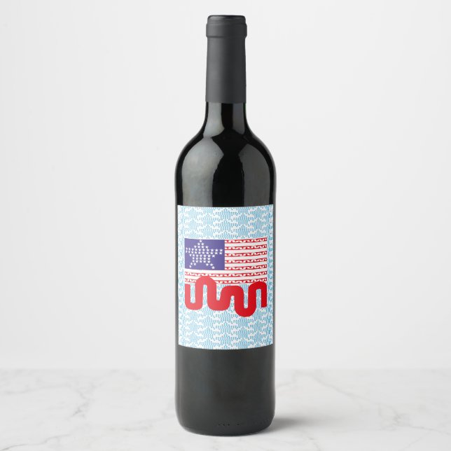 EXPERIMENTAL LOVE USA FLAG STARS BY MASANSER WINE LABEL (Front)
