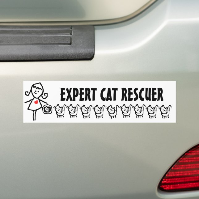 Expert Cat Rescuer Bumper Sticker (On Car)