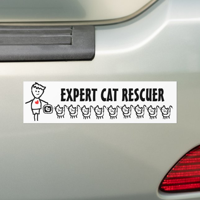 Expert Cat Rescuer Bumper Sticker (On Car)