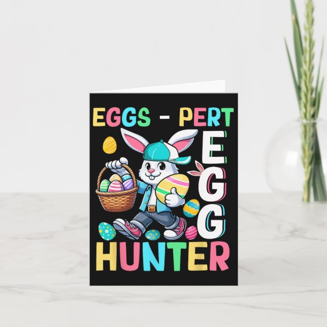 Expert Egg Funny Joke Hunter Easter Bunny Hunting  Card (Front)