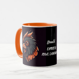Expert in Fowl Language, Cockerel's Head. Editable Mug