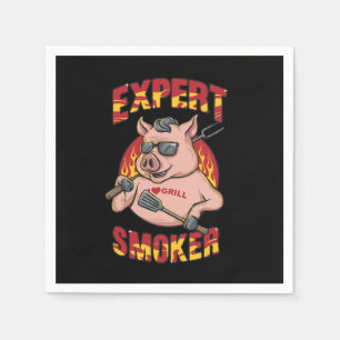 Expert Smoker Barbecue Party Its Grill Time Napkin