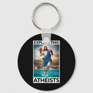 Explain This Atheists Jesus Boxing Gloves Funny Me Key Ring