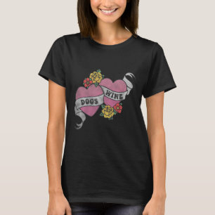 Explicit Love For Dogs And Wine Tattoo Style V2 T-Shirt
