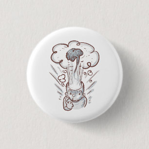 explode brain funny cartoon 3 cm round badge