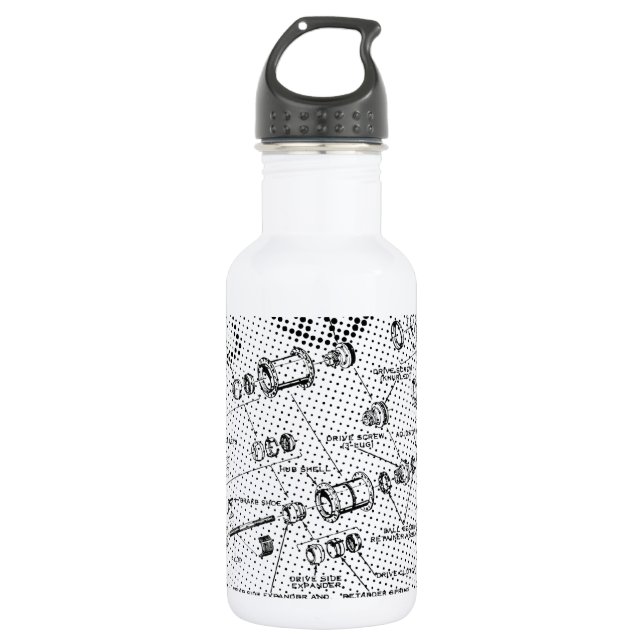 Exploded Hub Diagram (black/white) 532 Ml Water Bottle (Front)